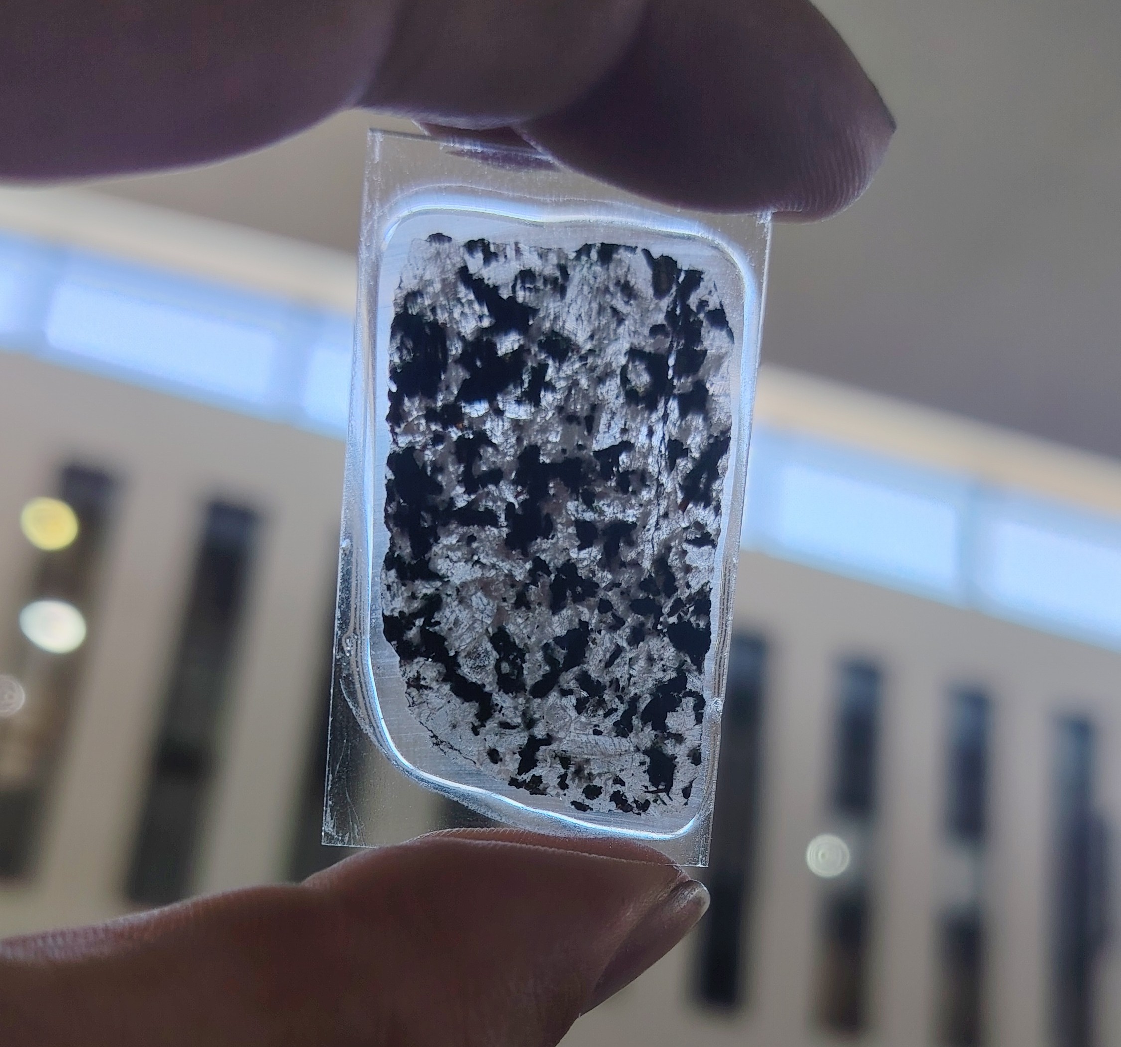 Microfotografía petrográfica colorida